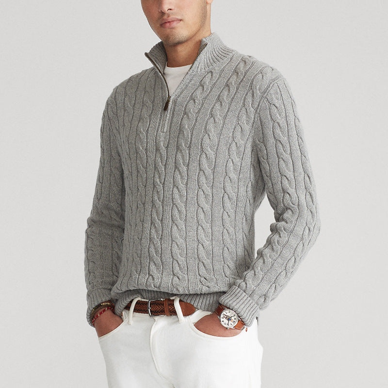 CLAUDIO CABLE KNIT QUARTER-ZIP Sweater | Men - Dolce Elegante