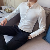 Pure Color Slim-fit Shirt British Business Casual Shirt