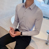 Pure Color Slim-fit Shirt British Business Casual Shirt