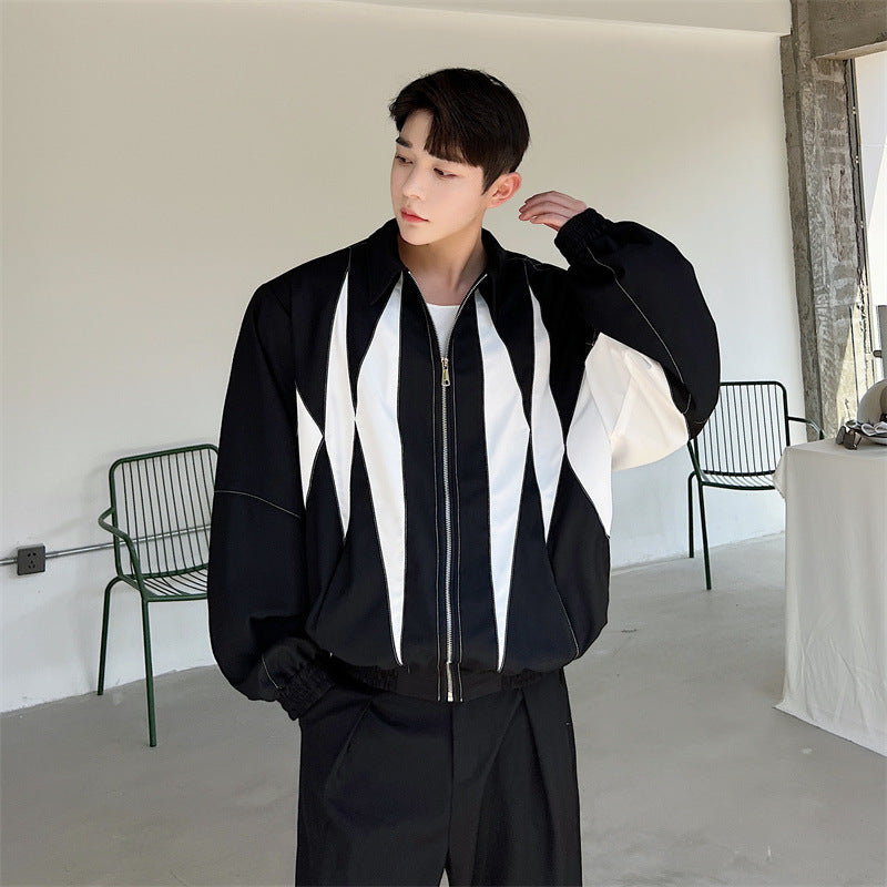 Mens Fashion Patchwork Loose Sweater Jacket - Dolce Elegante
