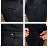 Men's Thick Herringbone Black Thermal Pants