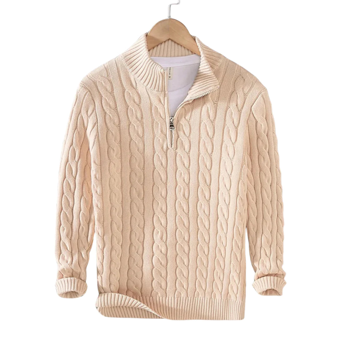 CLAUDIO CABLE KNIT QUARTER-ZIP Sweater | Men