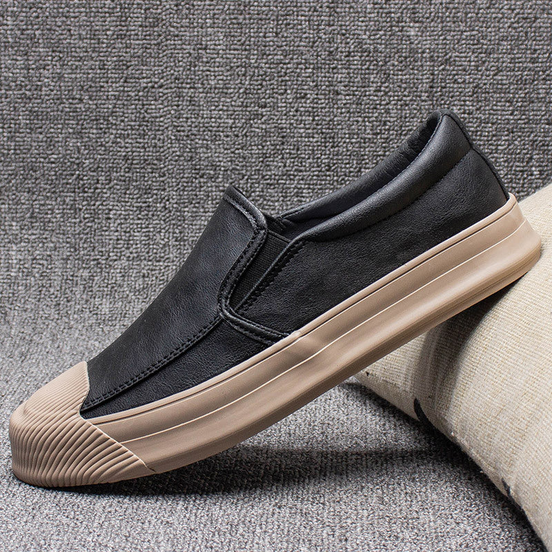 Mens Casual Leather Rubber Shoes - Dolce Elegante