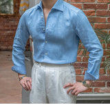 Retro Casual Long Linen Sleeves Shirt