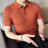 Men's Jacquard Knitted Short-sleeved T-shirt