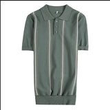Men's Summer Knitted Cool Slim Fit Lapel Half Sleeve T-shirt