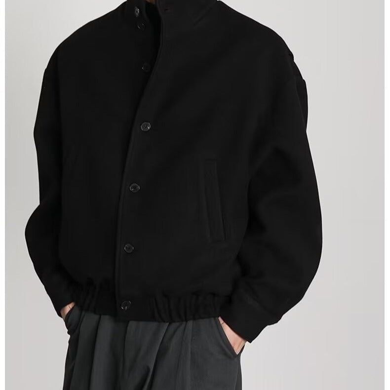 Men's Business Shirt Stand Collar Jacket Woolen Coat