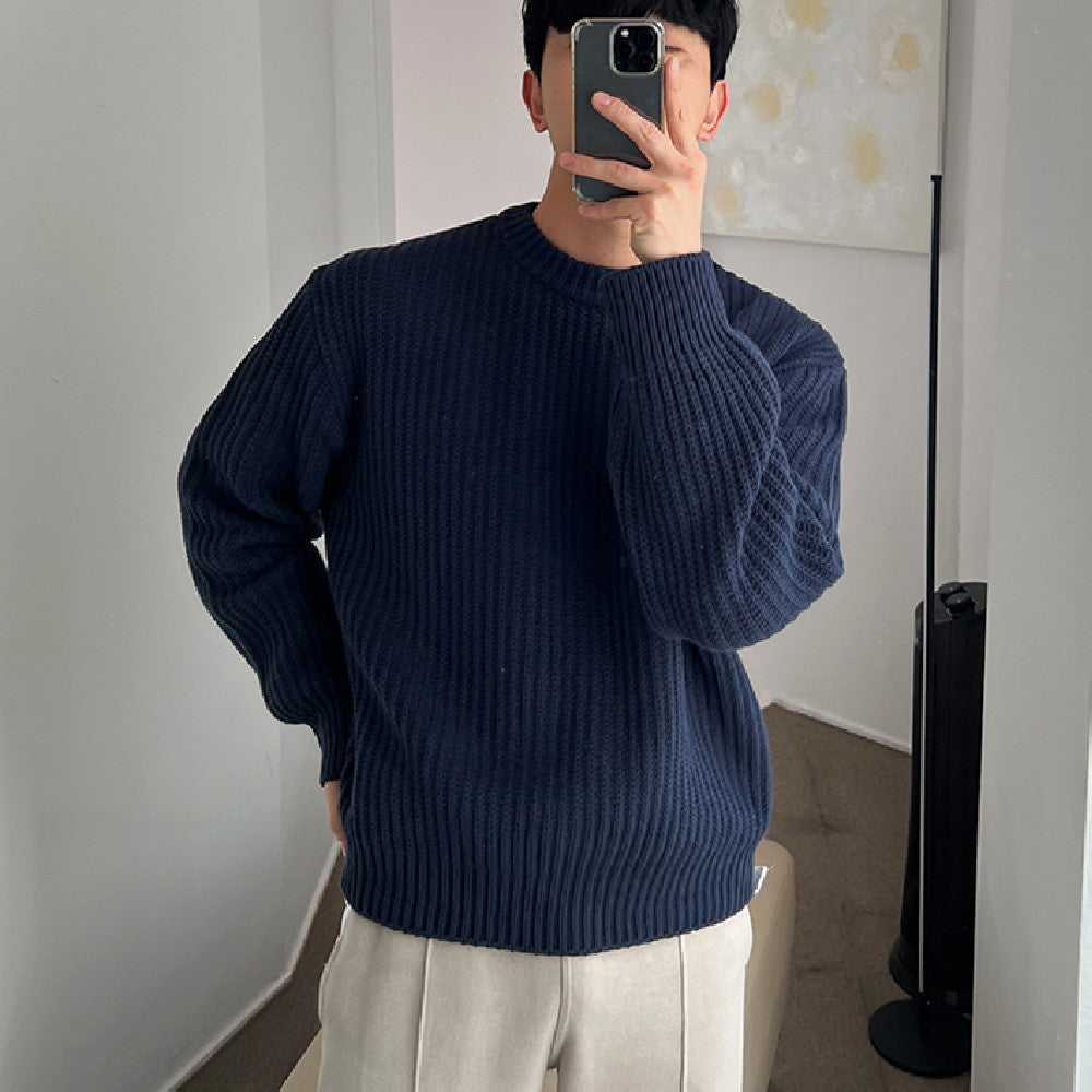 Men's Long-Sleeve 100% Cotton Fisherman Cable Crewneck Sweater