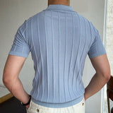 Men's Temperament Pure Color Sweater Lapel Short Sleeve