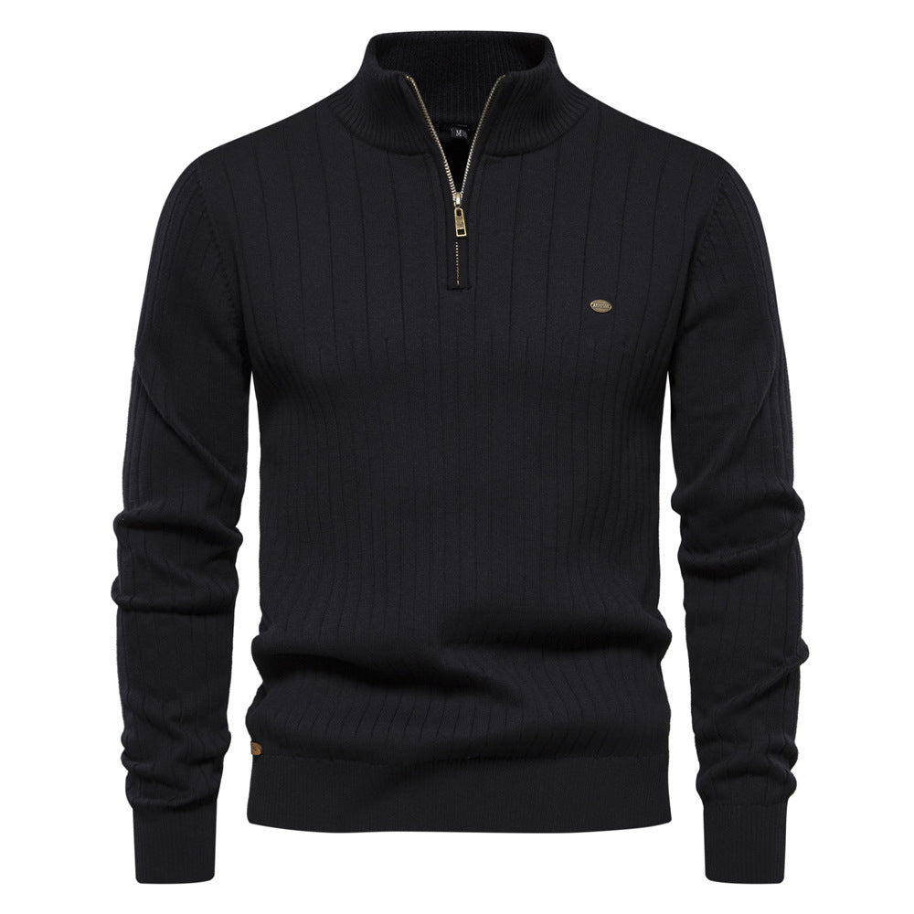 Leisure ™ | Men's Casual Stand Collar Half Zip Knitwear Sweater - Dolce Elegante