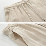 Men's Cropped Casual Pants Cotton And Linen Trousers