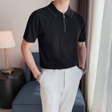 Short Sleeve Lapel Knit T-Shirt