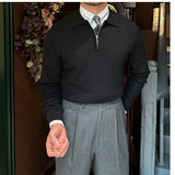 Men's Pullover Long Sleeve Knit Shirt Zipper