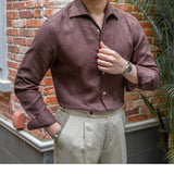 Retro Casual Long Linen Sleeves Shirt