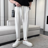 New Skinny Slimming Ice Silk Draped Casual Cropped Pants For Men