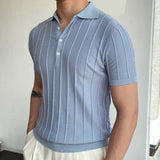 Men's Temperament Pure Color Sweater Lapel Short Sleeve