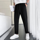New Skinny Slimming Ice Silk Draped Casual Cropped Pants For Men