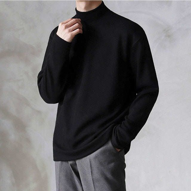 Casual Velvet Turtleneck Men Loose Sweater - Dolce Elegante