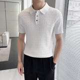 Herren-T-Shirt aus Jacquard-Strick mit kurzen Ärmeln