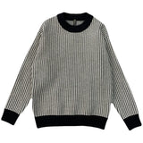 Round Neck Old Money Thick Plaid Sweater | Slim Fit
