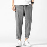 New Loose Striped Men's Wide-Leg Loose Straight Casual Nine-Point Pants For Men