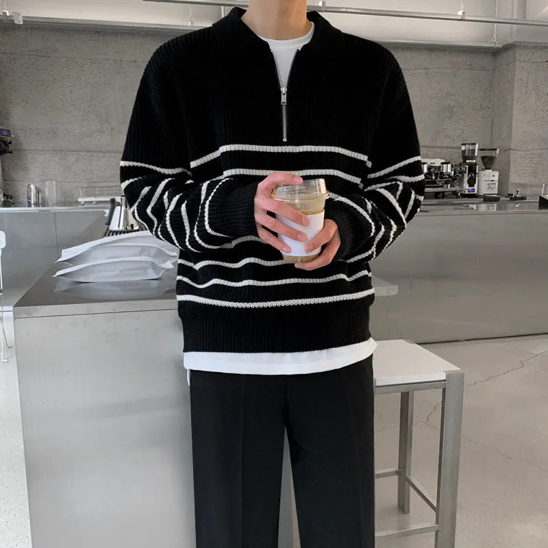 Fashion Lapel Long-sleeved Sweater Man